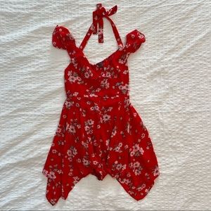 Red Floral Off-Shoulder Romper